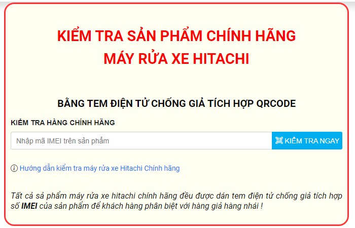 Hướng dẫn kiểm tra máy rửa xe Hitachi chính hãng 2 check chinh hang